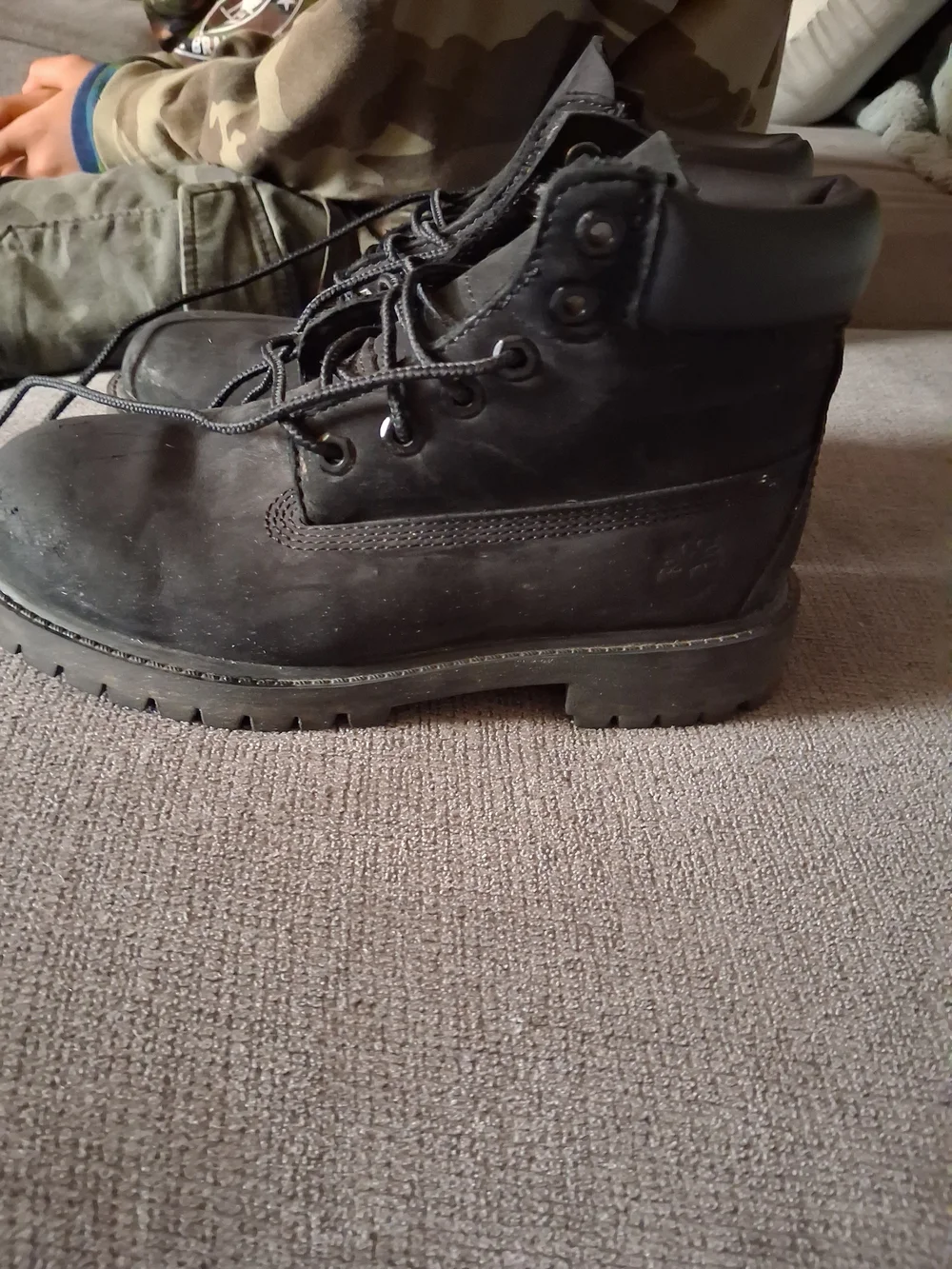 Timberland Kids Black Lace-Up Nubuck Boot